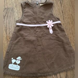Vintage Gymboree poodle best in show baby girls brown jumper dress size 6-12m